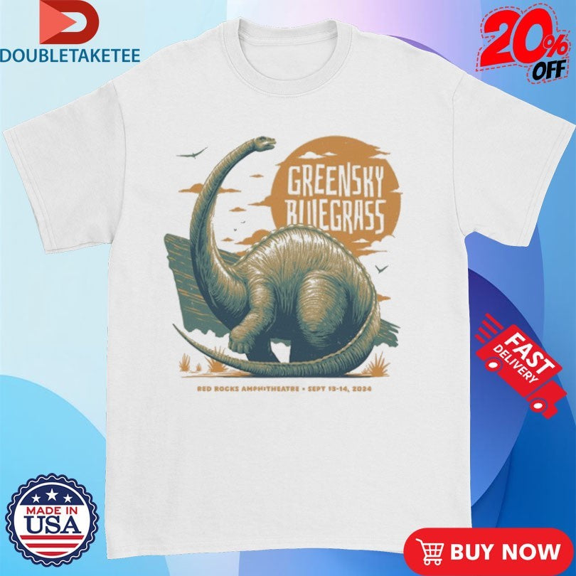 Official Greensky Bluegrass Red Rocks 2024 Dinosaur Shirts