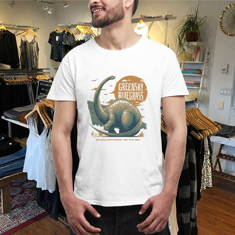 Official Greensky Bluegrass Red Rocks 2024 Dinosaur Shirts