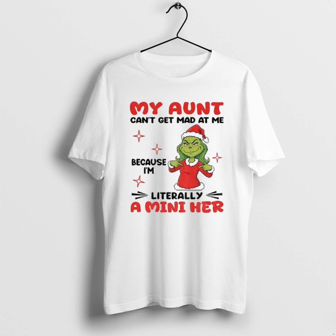 Official Grinch Santa Hat My Aunt Cant Get Mad At Me Because Im Literally T-Shirts, Hoodie, Sweatshirt | DripVista.com