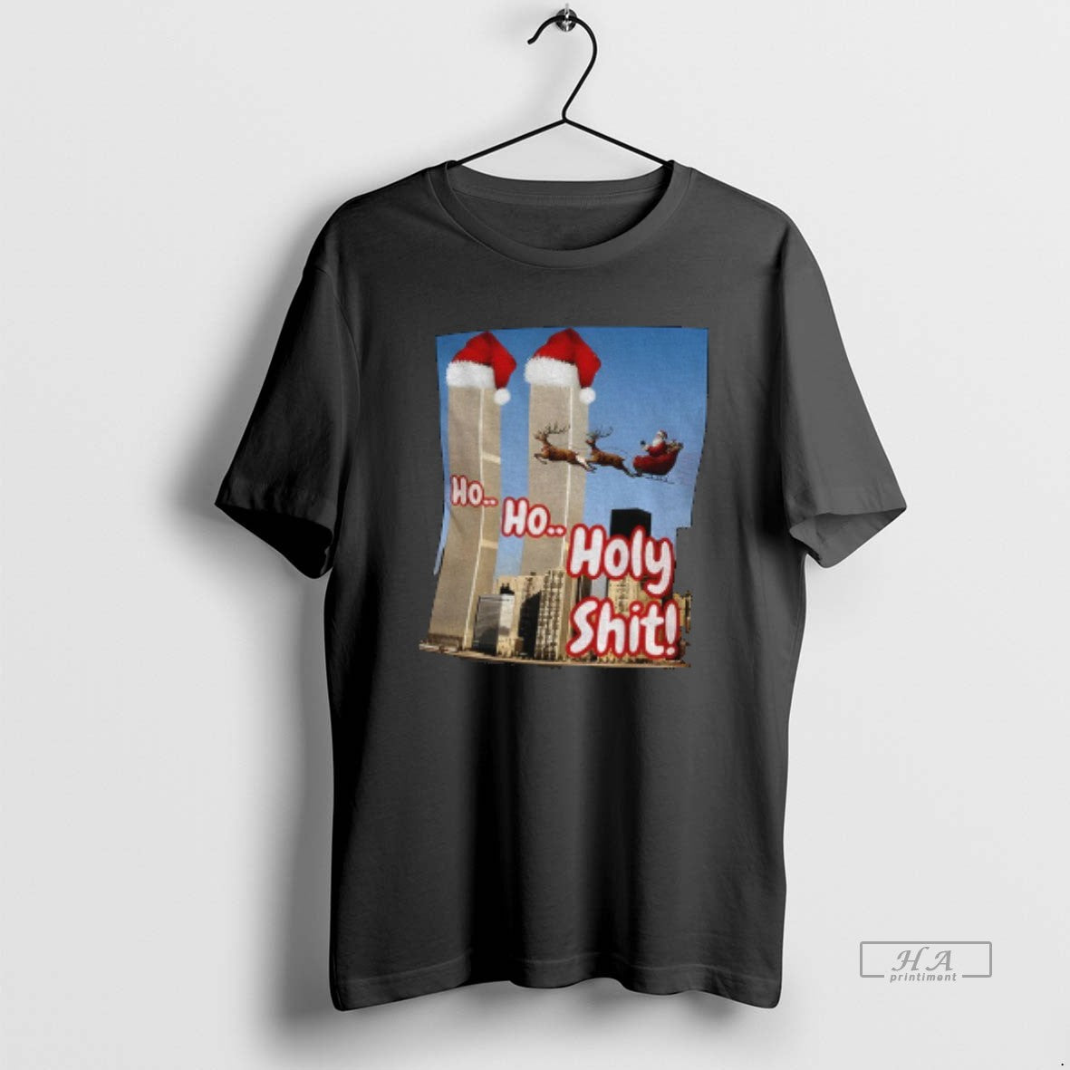 Official Ho Ho Holy Shit Santa Offensive 9 11 Twin Tower Joke Christmas T-Shirts, Hoodie, Sweatshirt | DripVista.com