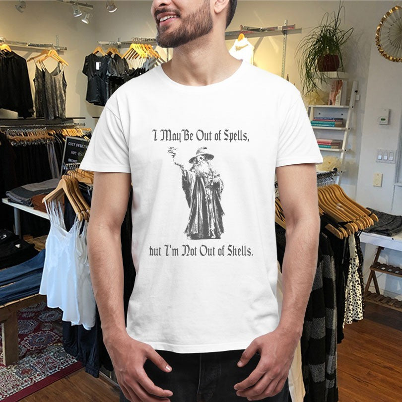 Official I Might Be Out Of Spells But Im Not Out Of Shells Wizard Gun Shirts