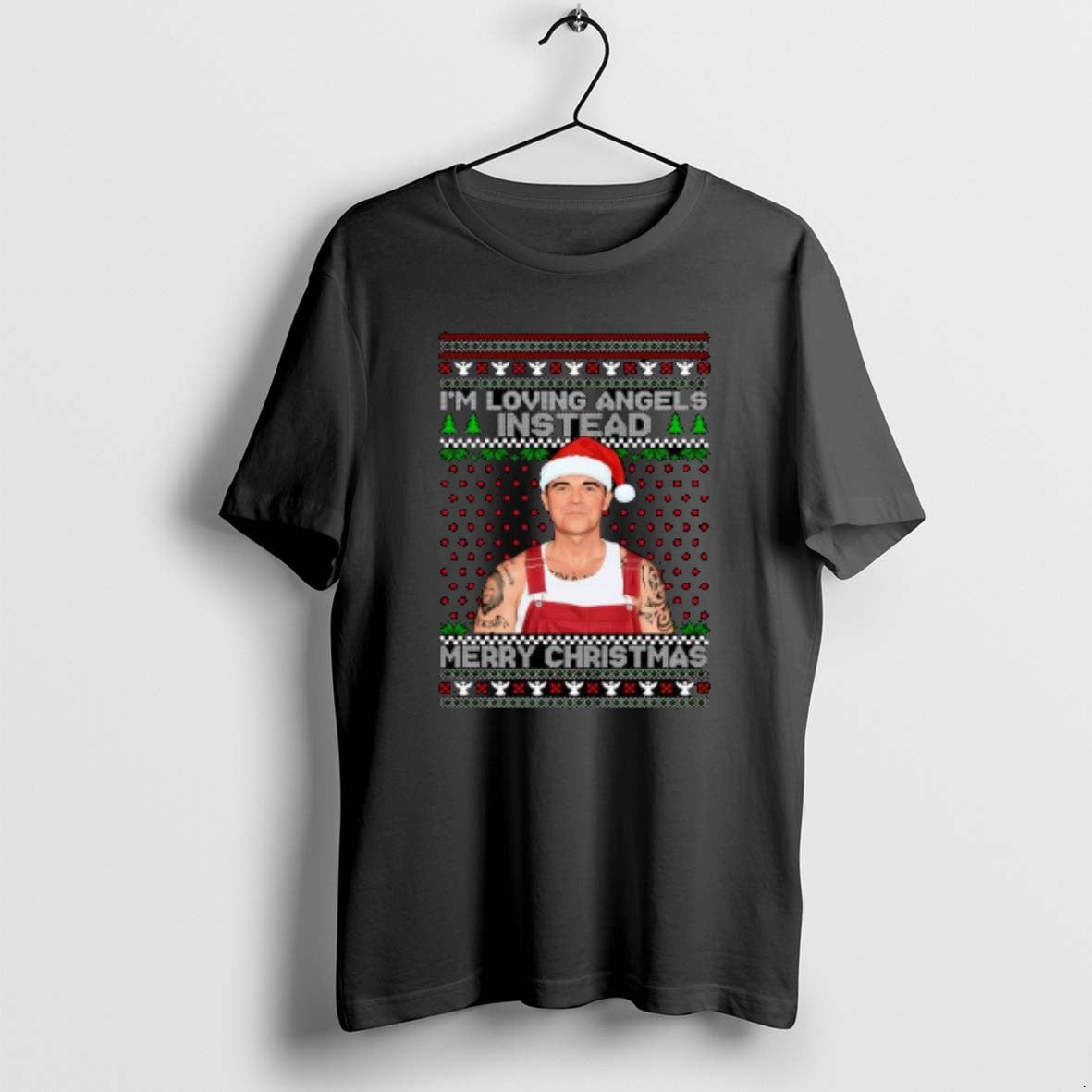 Official Im Loving Angels Instead Robbie Williams Christmas Ugly Circle Black T-Shirts, Hoodie, Sweatshirt | DripVista.com