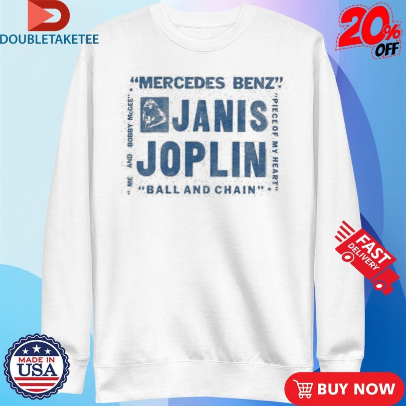 Official Janis Joplin Mercedes Benz Ball And Chain Song Titles Shirts