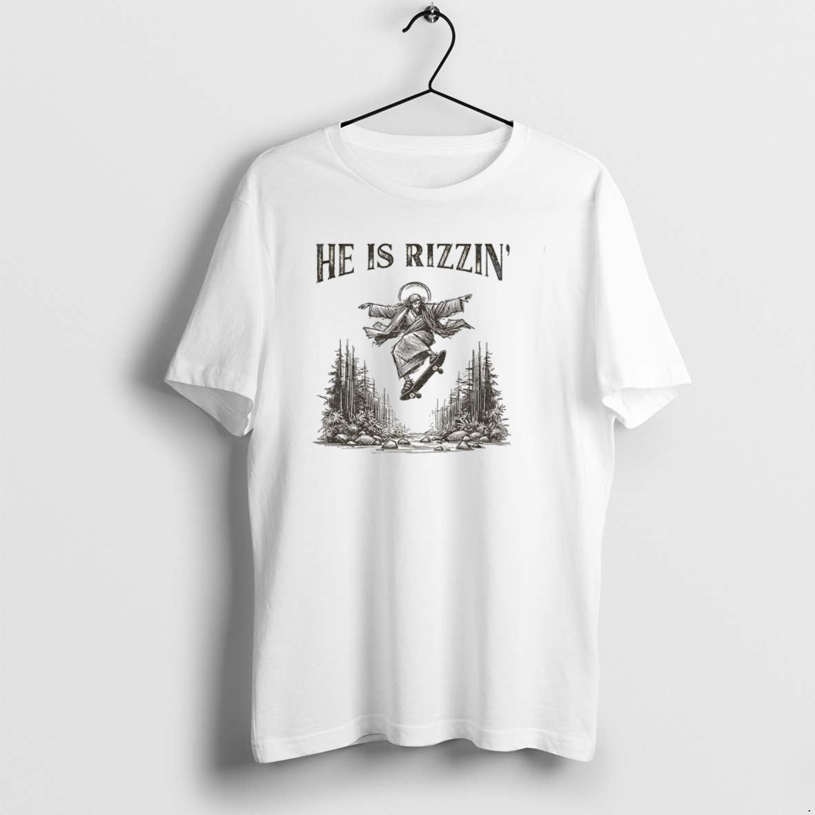 Official Jesus Skateboarding He Is Rizzin Vintage T-Shirts, Hoodie, Sweatshirt | DripVista.com