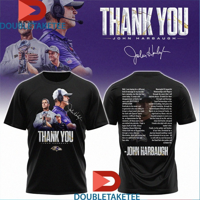 Official John Harbaugh Baltimore Ravens Coach Thank You Shirts