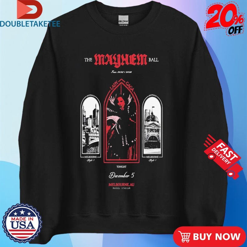 Official Lady Gaga Lady Gaga The Mayhem Ball December 5 2025 Tour In Melbourne Aus Shirts