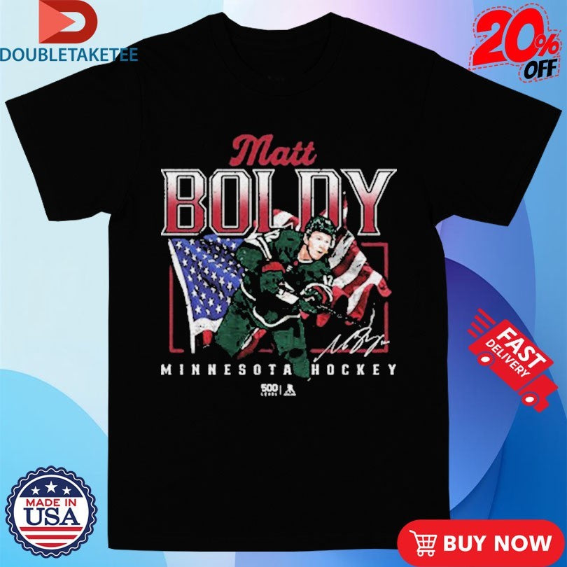 Official Matt Boldy Minnesota Wild Hockey Usa Flag Signature Shirts