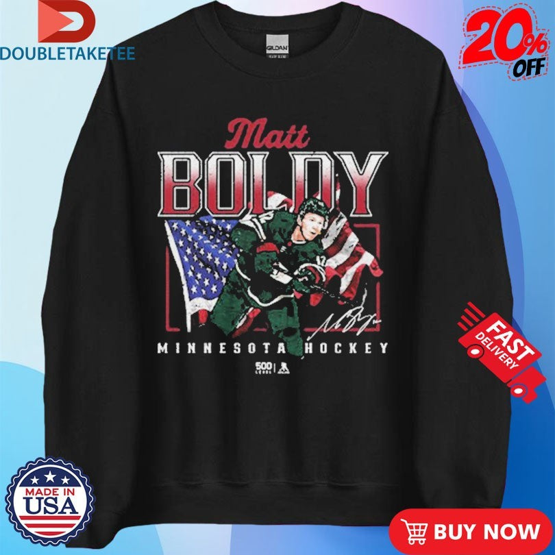 Official Matt Boldy Minnesota Wild Hockey Usa Flag Signature Shirts