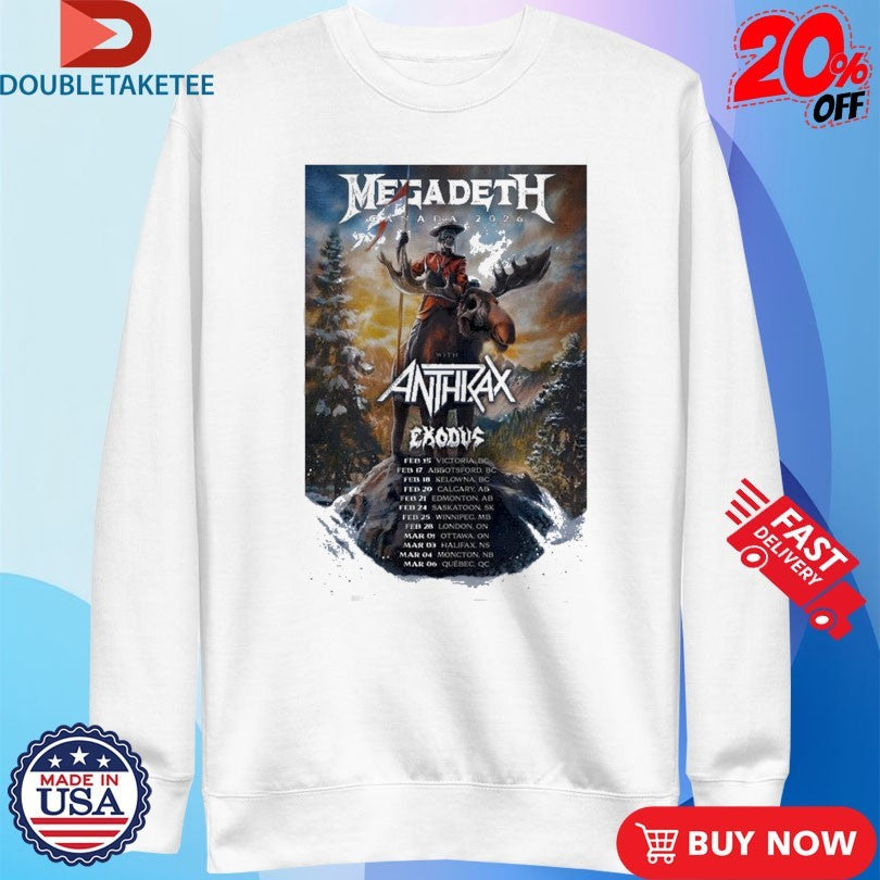 Official Megadeth X Anthrax 2026 Canada Tour Shirts