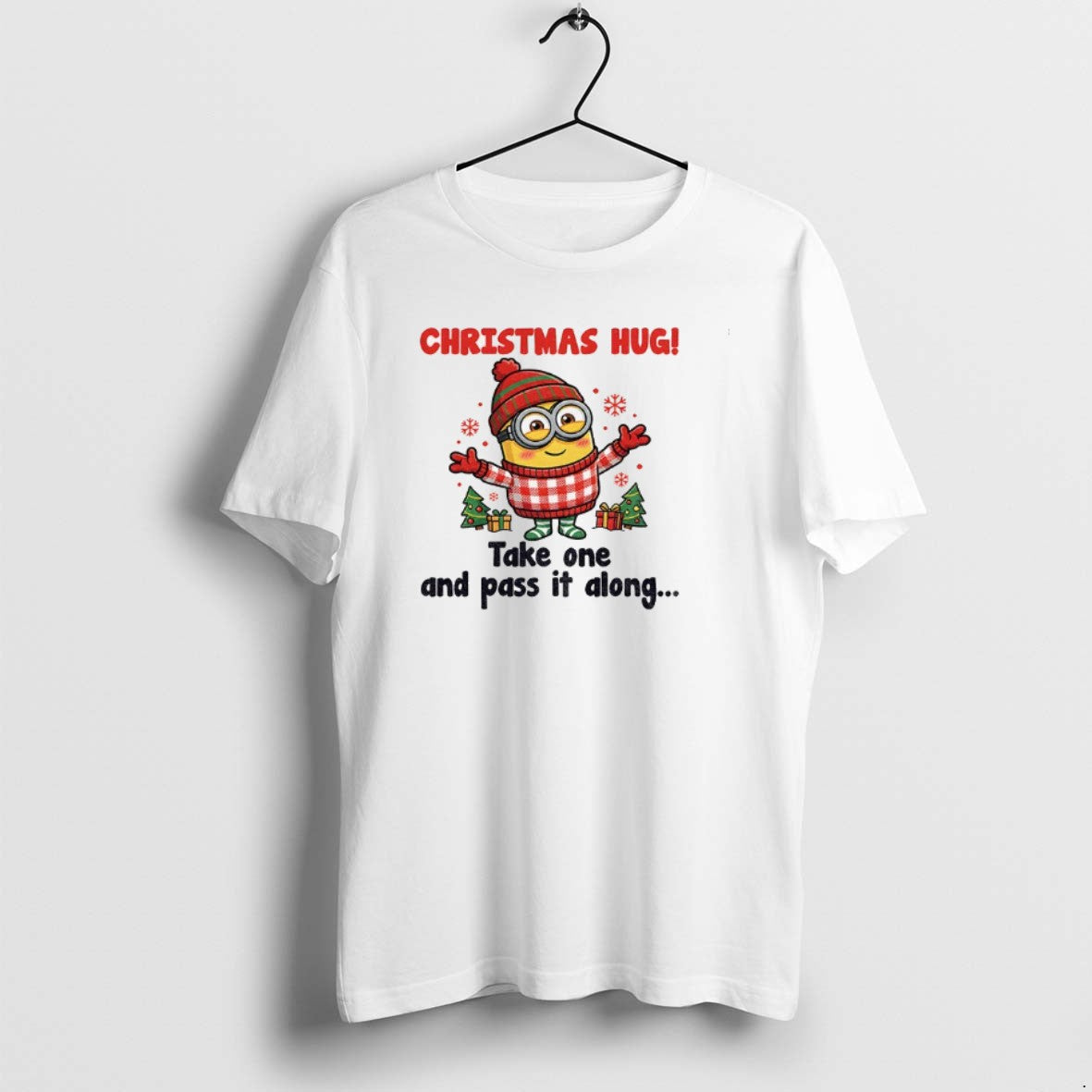 Official Minion Santa Christmas Hug Take One And Pass It Along Christmas T-Shirts, Hoodie, Sweatshirt | DripVista.com