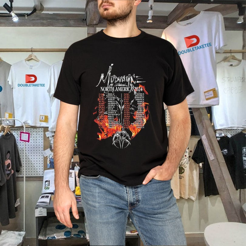 Official Mudvayne Burning Flames North America 2024 Tour Shirts