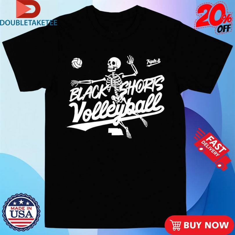Official Nebraska Cornhuskers Black Shorts Volleyball Skeleton Shirts