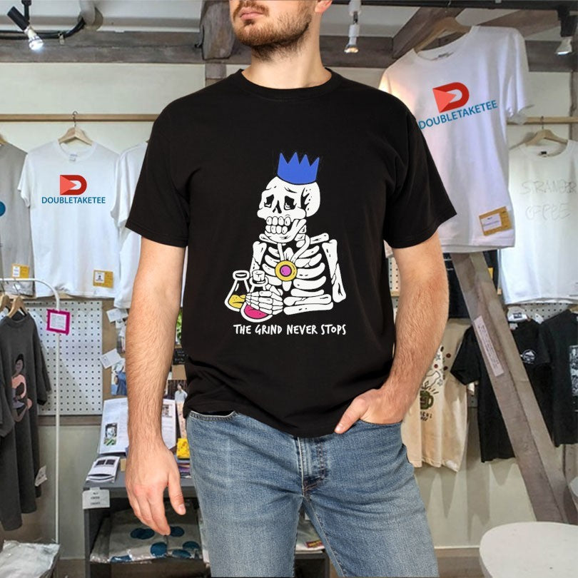 Official OSRS The Grind Never Stops Skeleton Shirts