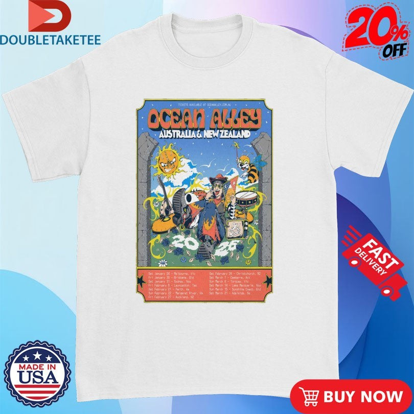 Official Ocean Alley Australia And New Zealand 2026 Tour Shirts