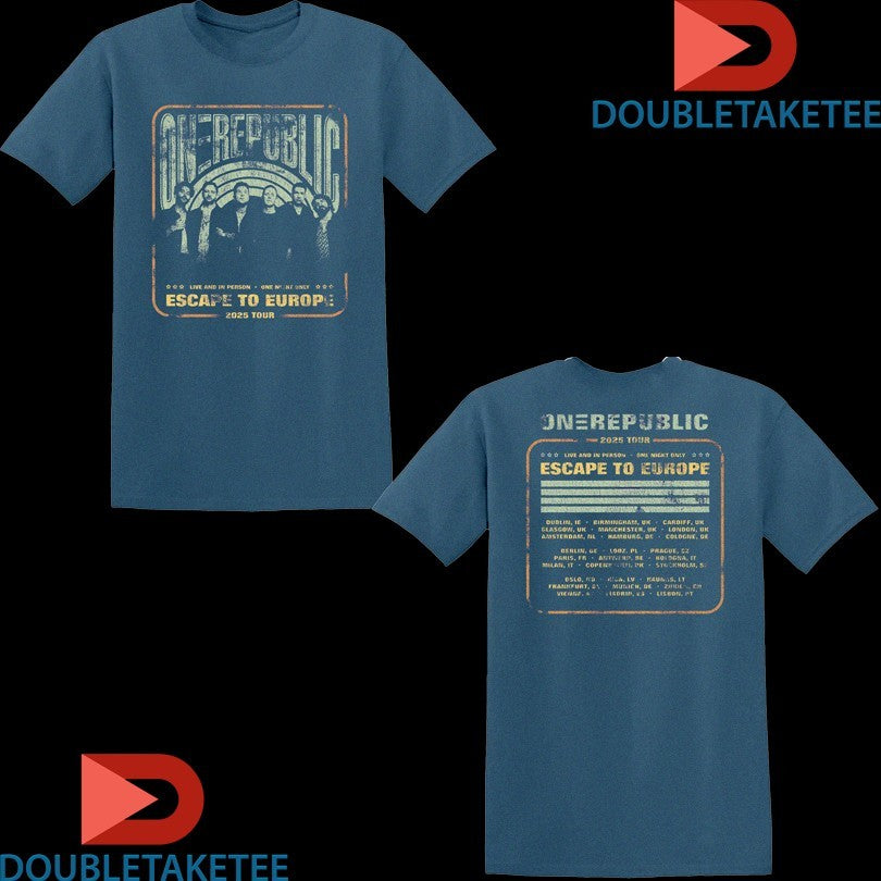 Official Onerepublic Escape To Europe Live And In Person Tour 2025 Shirts