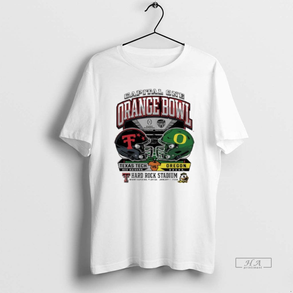 Official Oregon Vs Texas Tech 2025 Orange Bowl Hard Rock Stadium Helmet T-Shirts, Hoodie, Sweatshirt | DripVista.com