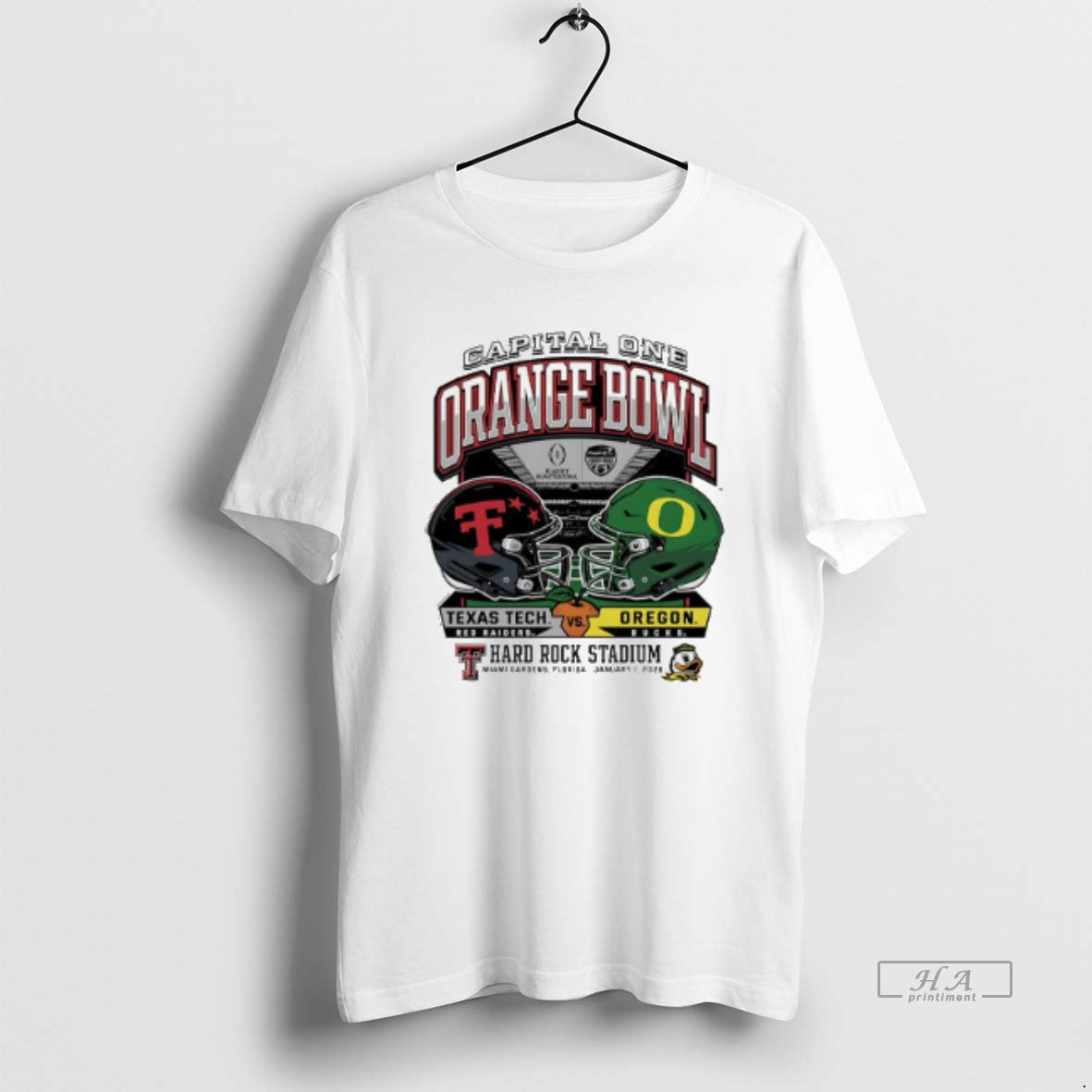 Official Oregon Vs Texas Tech 2025 Orange Bowl Hard Rock Stadium Helmet T-Shirts, Hoodie, Sweatshirt | DripVista.com