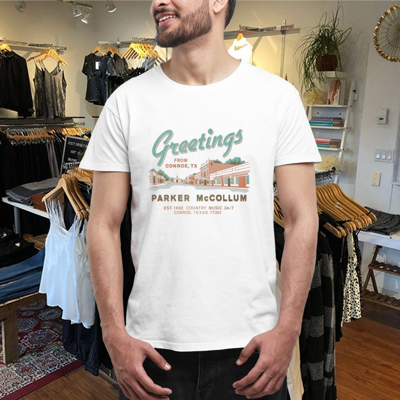 Official Parker Mccollum Greetings From Conroe TX Est 1992 Country Music Shirts