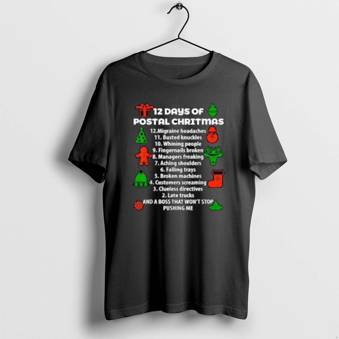 Official Postal Worker 12 Days Of Christmas Funny Circle Black T-Shirts, Hoodie, Sweatshirt | DripVista.com