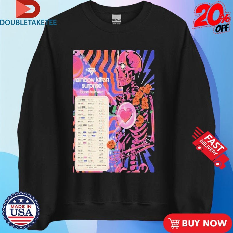 Official Rainbow Kitten Surprise Bones Tour 2026 Dates Skeleton Heart Shirts