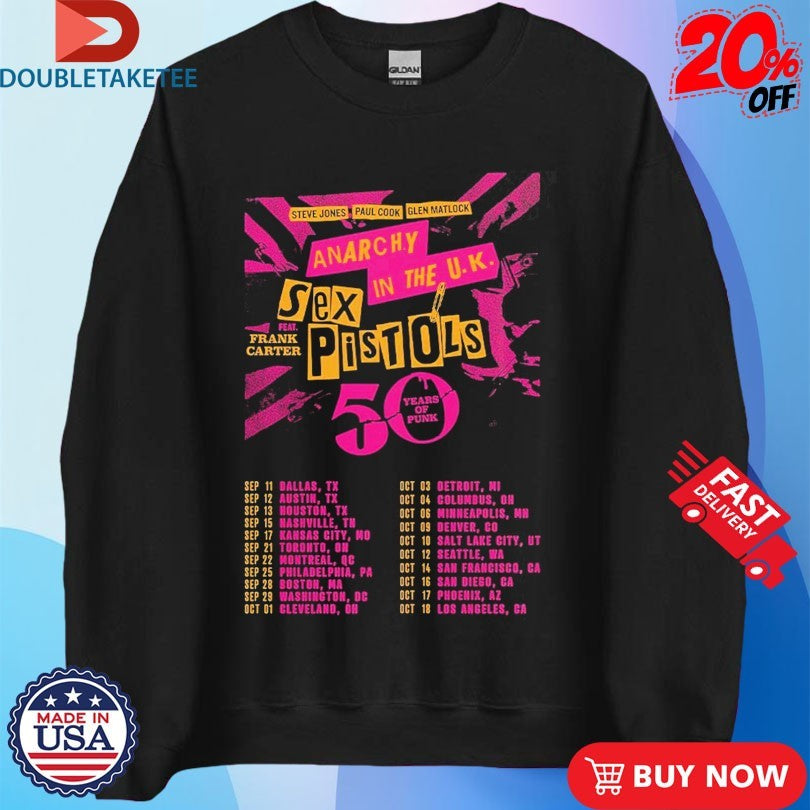 Official Sex Pistols Anarchy In The UK 50 Years Of Punk 2026 Tour Dates Shirts