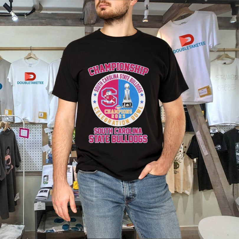 Official South Carolina State Bulldogs Celebration Bowl Champions 2025 Trophy Shirts