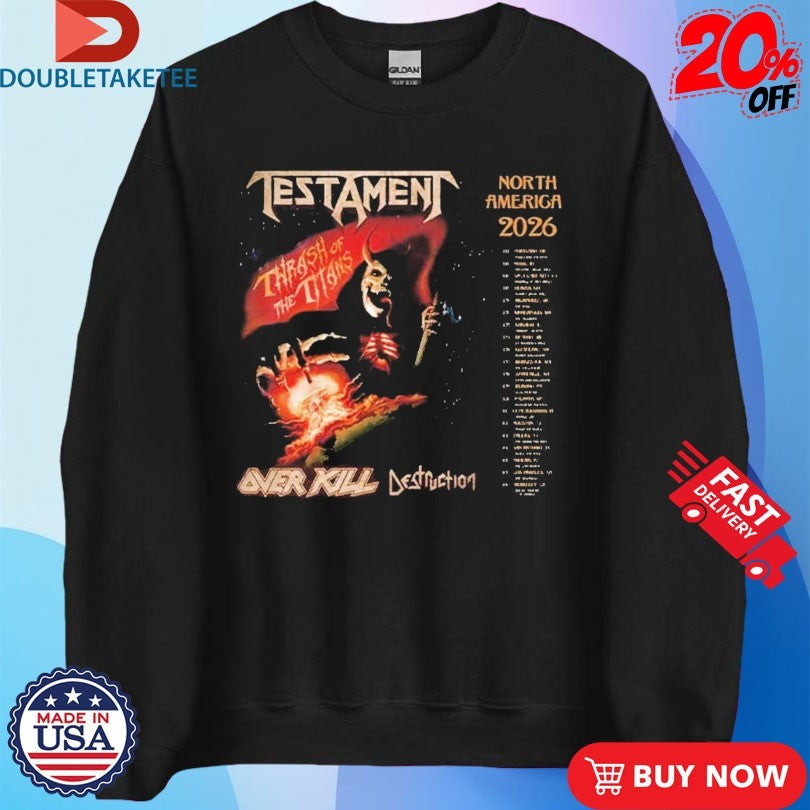 Official Testament Thrash Of The Titans North America Tour 2026 Dates Shirts