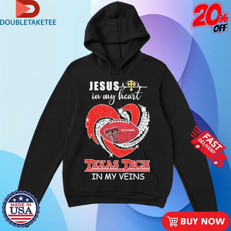 Official Texas Tech Red Raiders In My Veins Jesus In My Heart Diamond Shirts