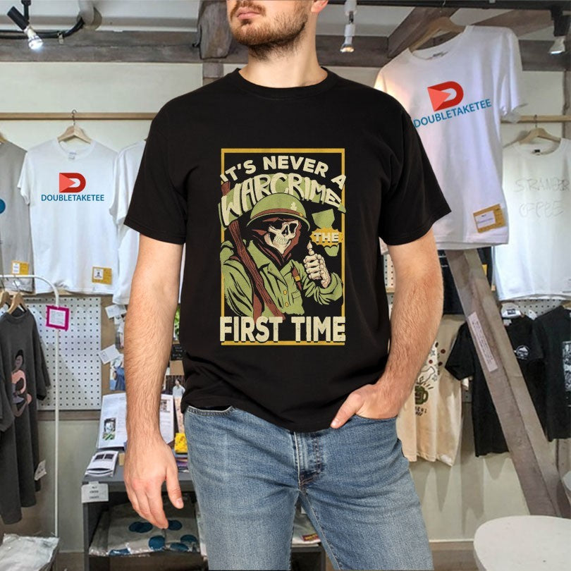 Official The Fat Electrician It’s Never A War Crime The First Time Skeleton Shirts