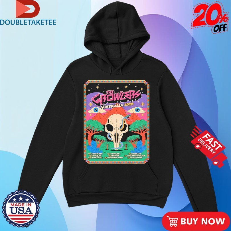 Official The Growlers Australia 2026 Tour Eyes Snake Skull Shirts