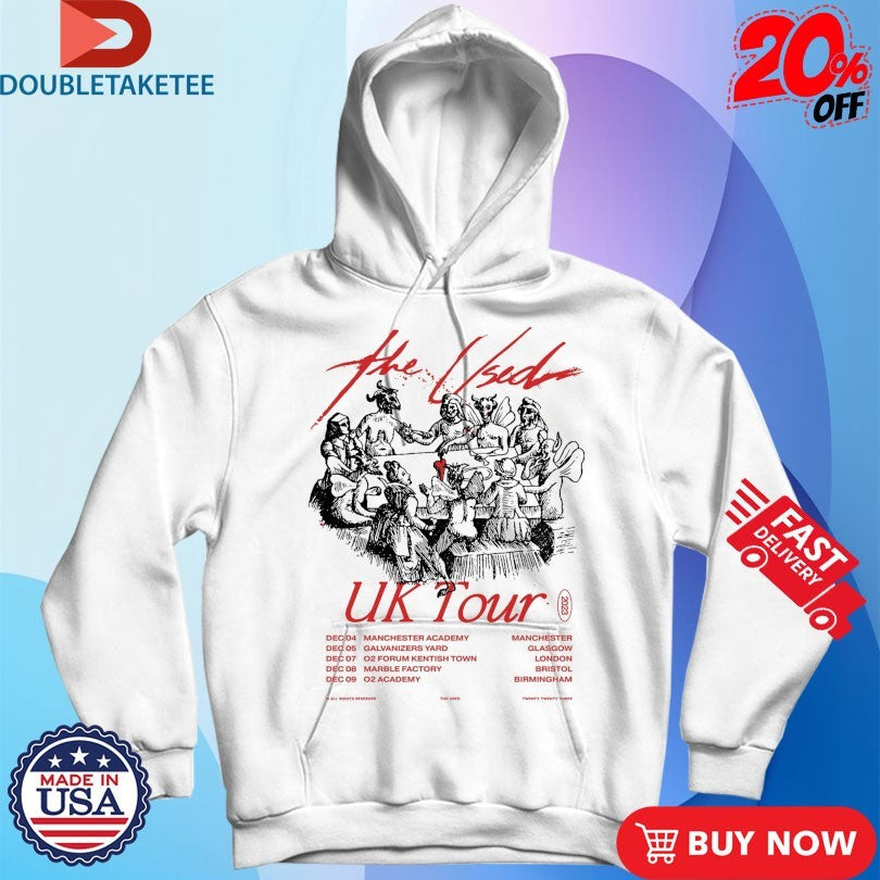 Official The Used 2023 UK Tour Dates Shirts