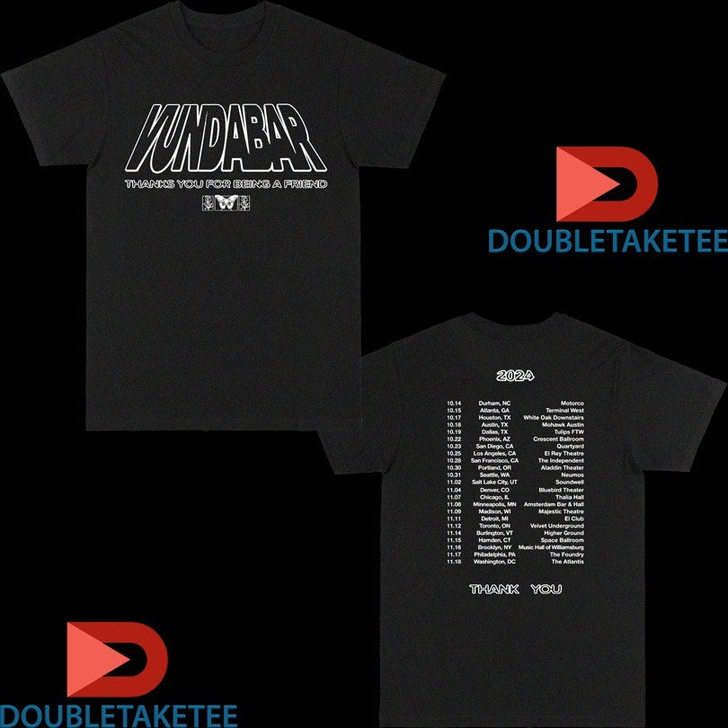 Official Vundabar Thanks You For Being A Friend Tour 2024 Shirts