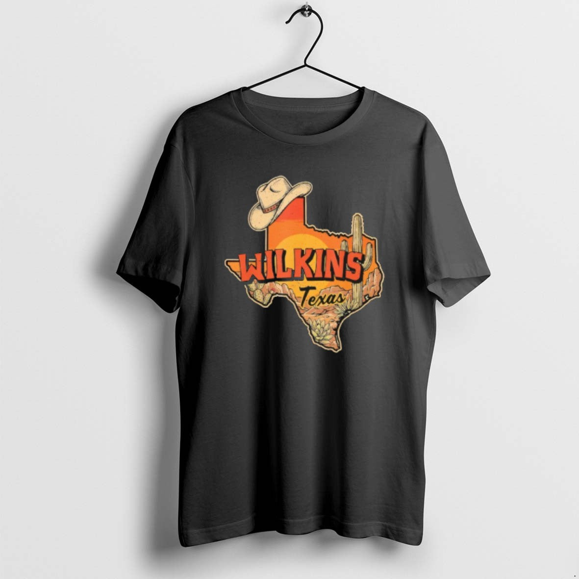 Official Wilkins Texas Vintage Cowboy Hat Desert Cactus Sunset T-Shirts, Hoodie, Sweatshirt | DripVista.com