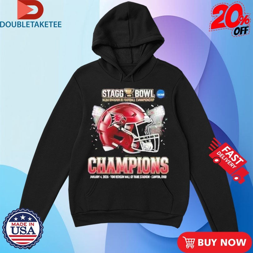 Official Wisconsin-River Falls Falcons Champion Stagg Bowl NCAA Division III January 4 2026 At Tom Benson Hall Of Fame Stadium Canton Ohio Helmet Shirts