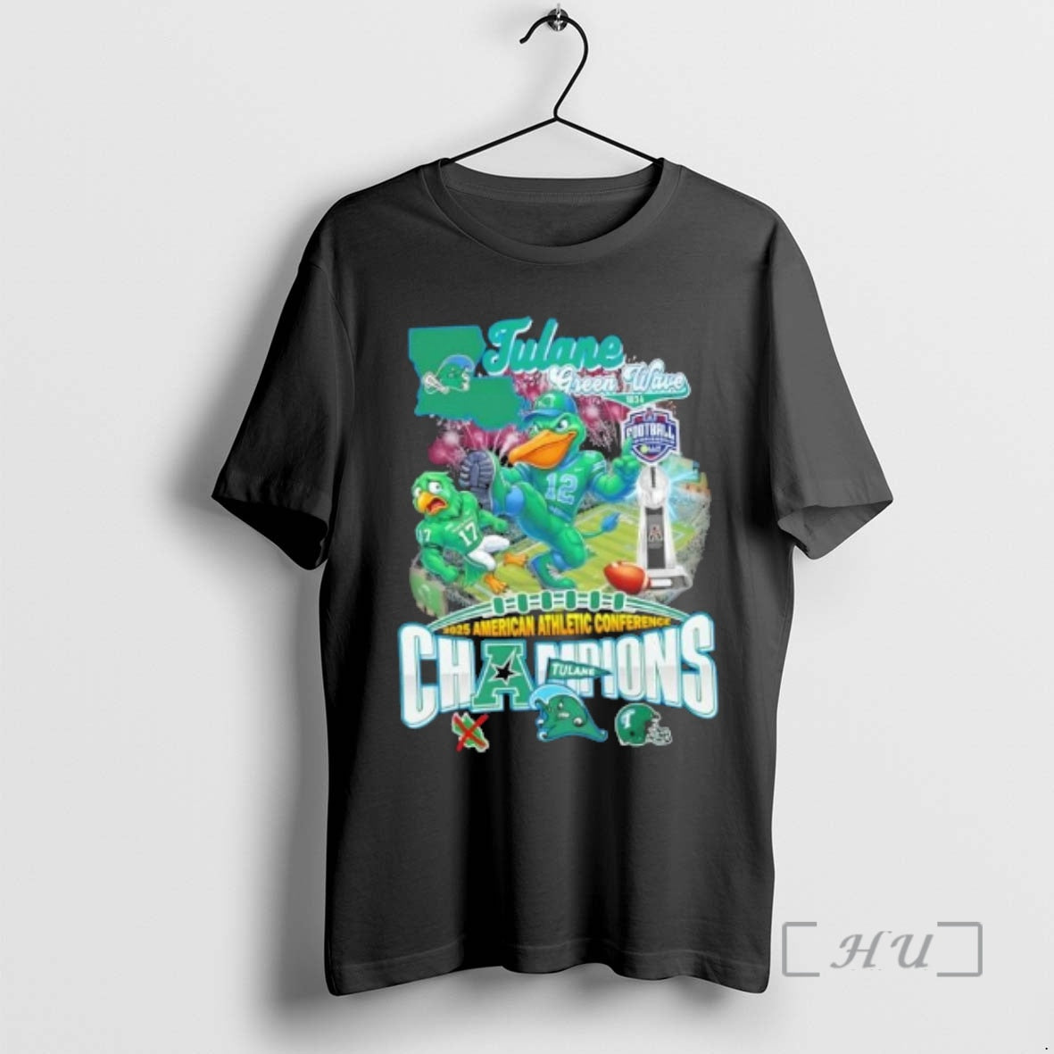 Officials 2025 American Athletic Conference Champions Tulane Green Wave Mascot T-Shirts, Hoodie, Sweatshirt | DripVista.com