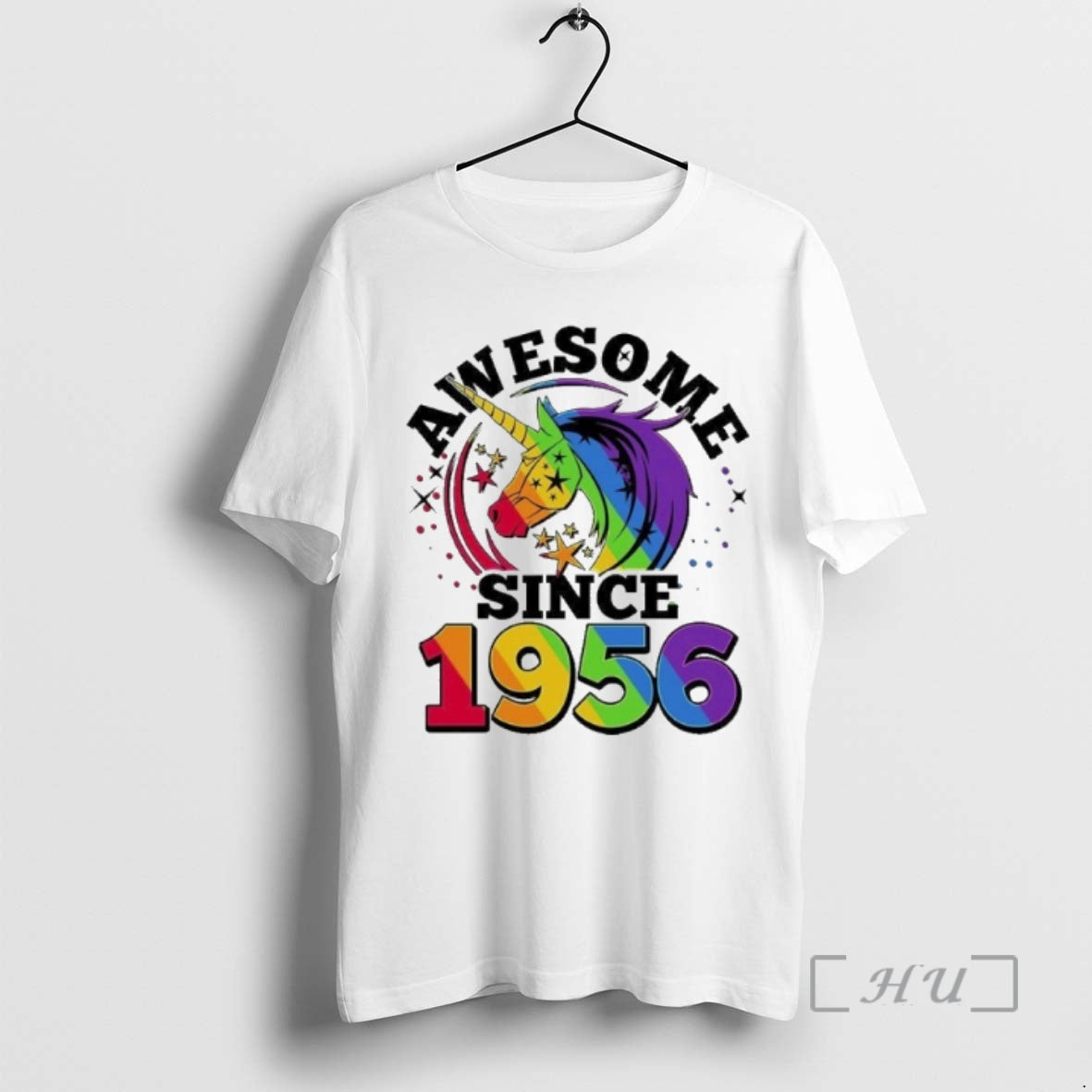 Officials 70th Birthday Rainbow Unicorn Awesome Since 1956 T-Shirts, Hoodie, Sweatshirt | DripVista.com