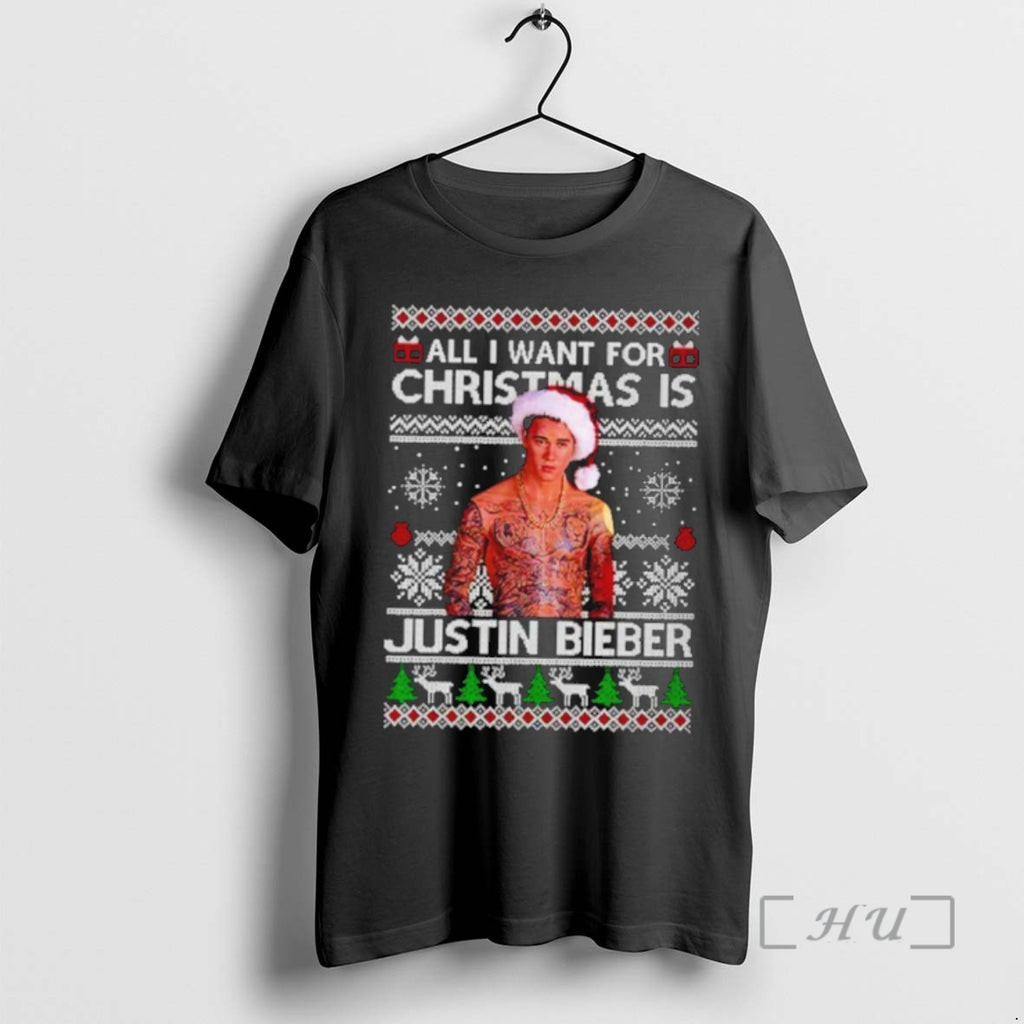 Officials All I Want For Is Justin Bieber Ugly Christmas Sweat Premium T Shirts Sweater Hoodie, Sweatshirt | DripVista.com