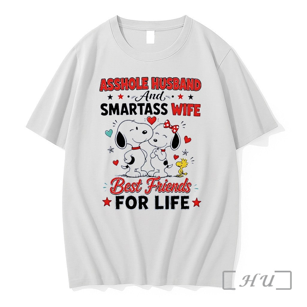 Officials Asshole Husband And Smartass Wife Best Friends For Life Peanuts White Premium T Shirts
