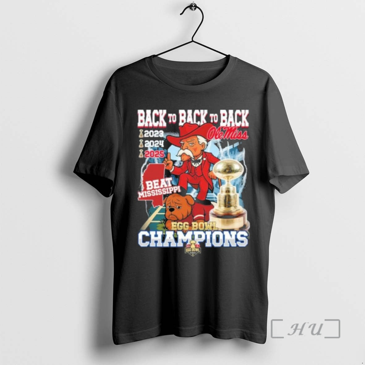 Officials Back 2 Back 2 Back Ole Miss Mascot Beat Mississippi Egg Bowl Champions 2023 T-Shirts, Hoodie, Sweatshirt