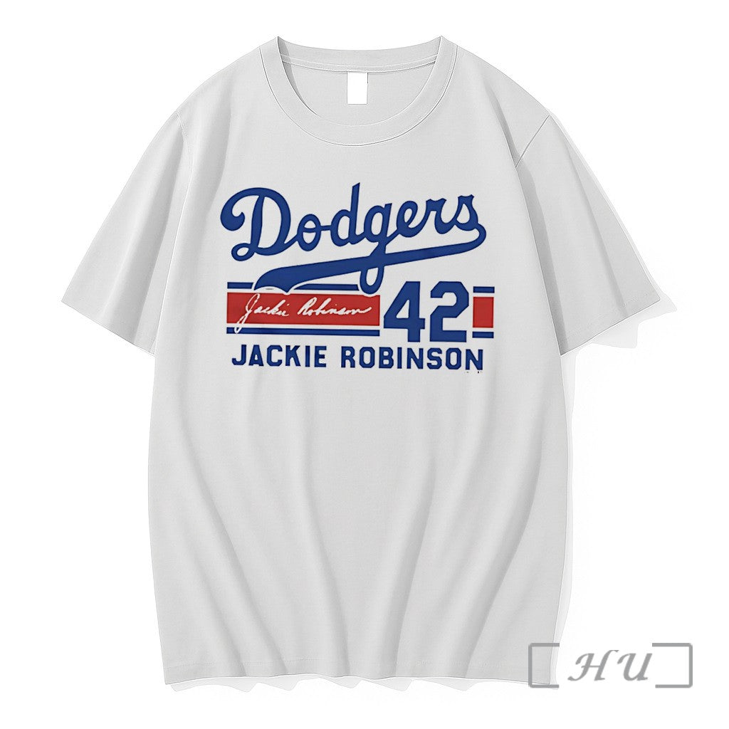 Officials Brooklyn Dodgers Jackie Robinson Signature Name Number Tee