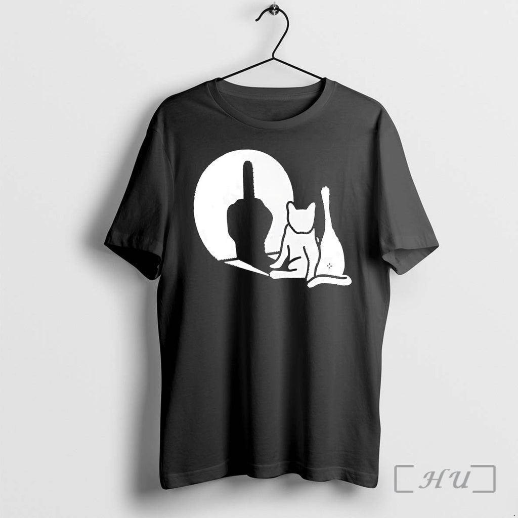 Officials Cat Raising Its Leg To Cast A Middle Finger Shadow Black Premium T Shirts