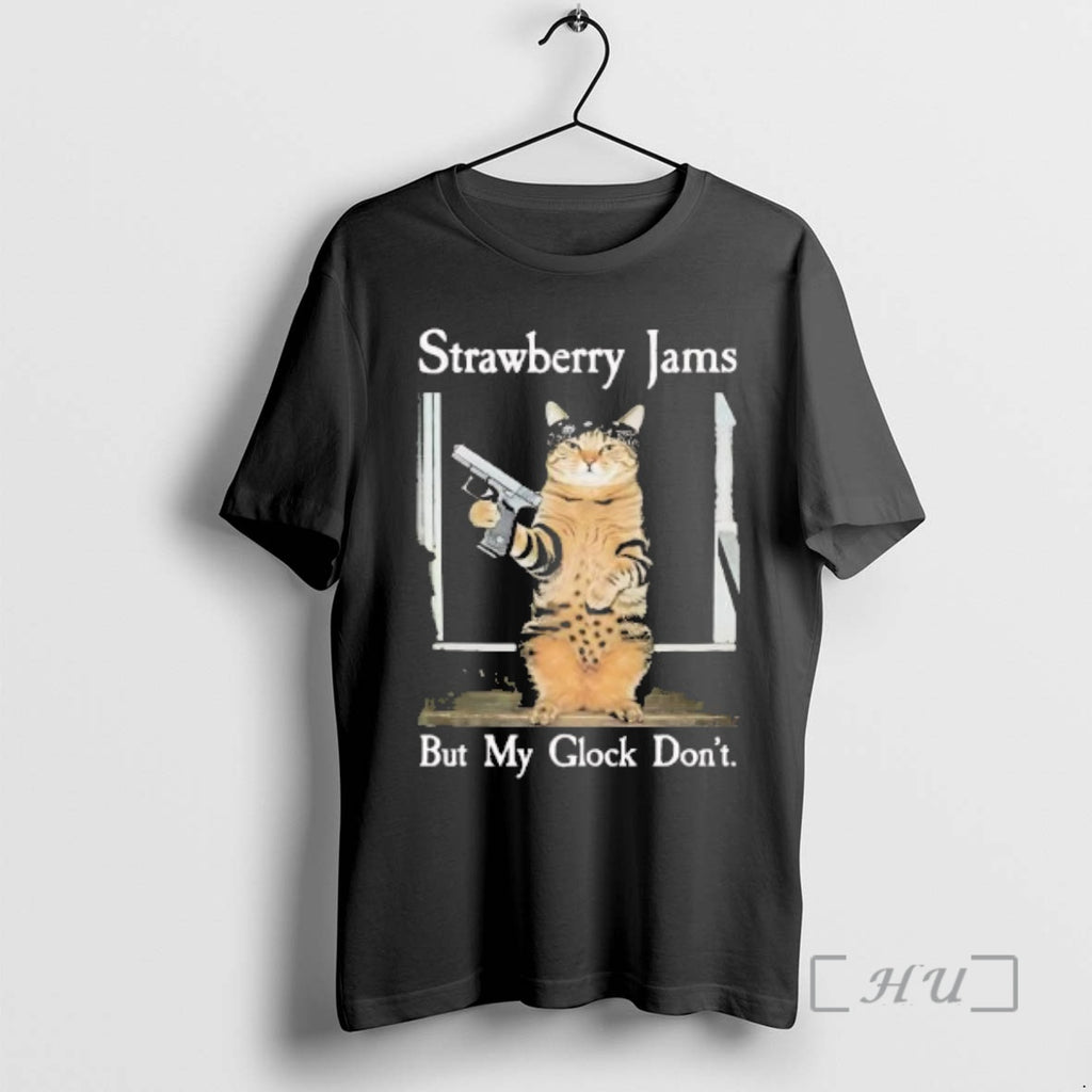 Officials Cat Gangster Strawberry Jams But My Glock Dont T-Shirts, Hoodie, Sweatshirt | DripVista.com