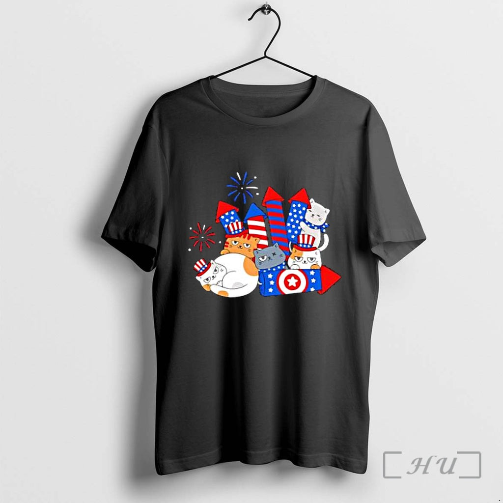 Officials Cats And Fireworks Independence Day Fourth Of July Celebration Patriotic Premium T Shirts Sweater