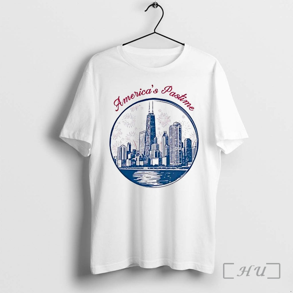 Officials Chicago Skyline America S Pastime Baseball City Landmarks Mlb Sports Premium T Shirts Sweater