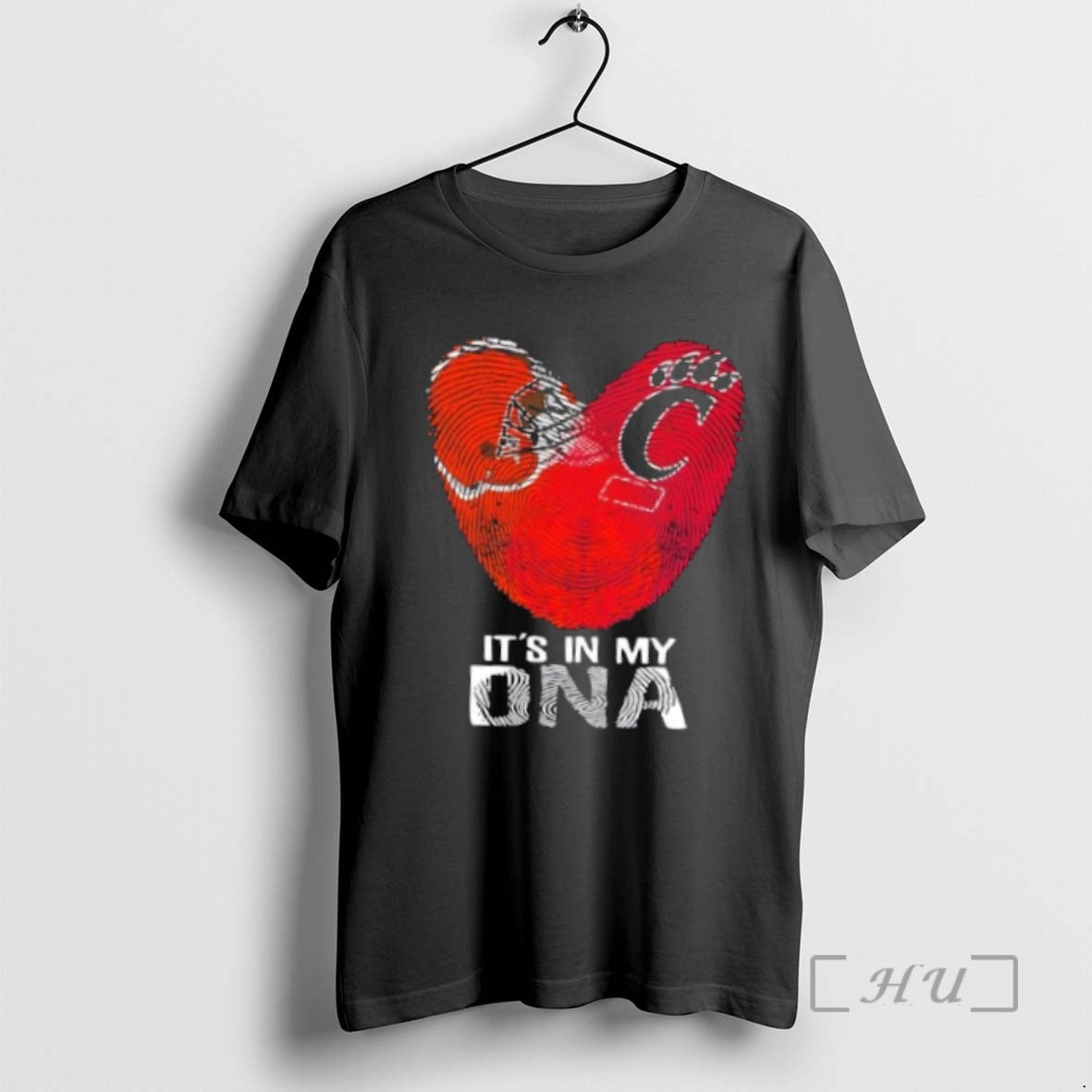Officials Cincinnati Sports Cleveland Browns X Cincinnati Bearcats Its In My Dna Fingerprint Heart Premium T-Shirts,...