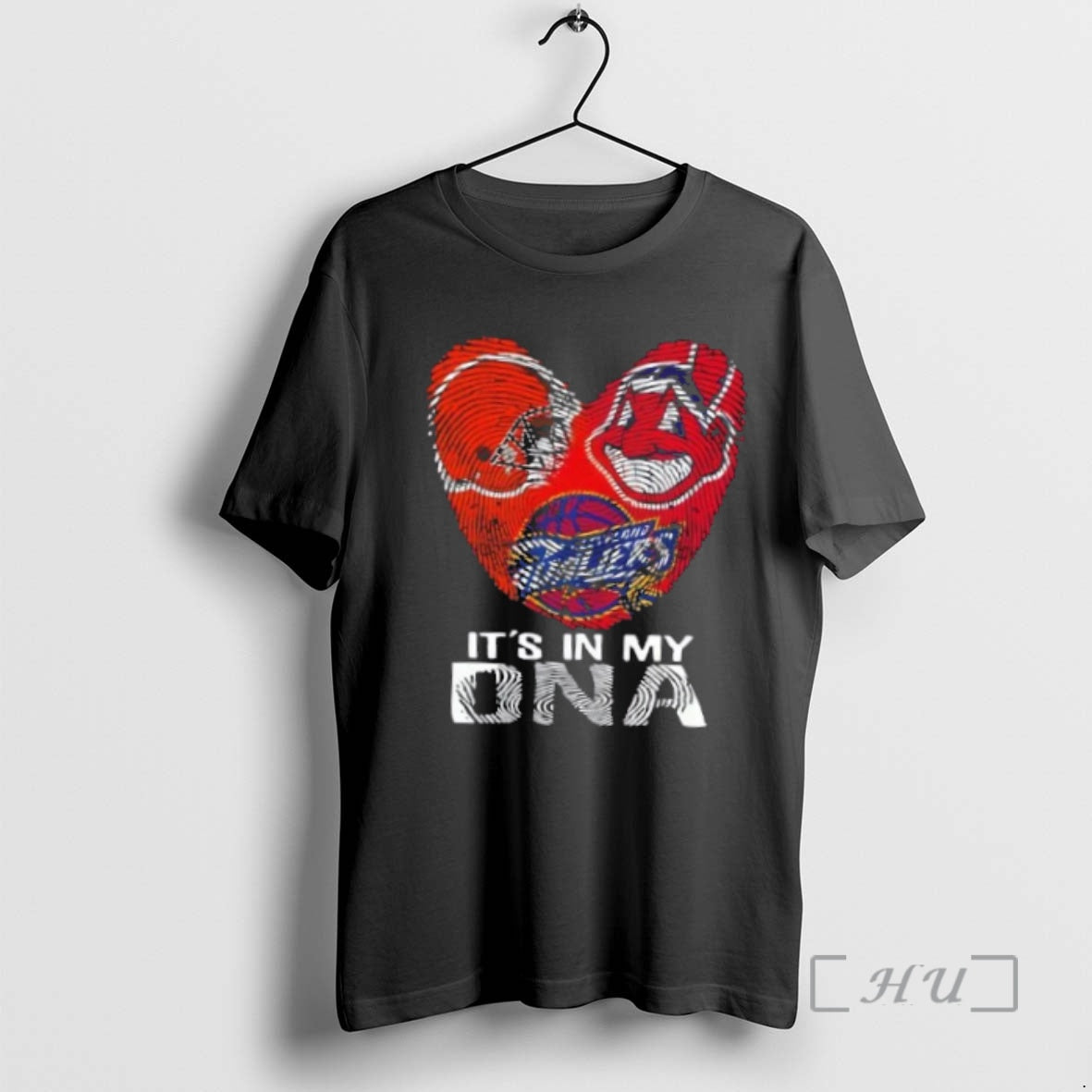 Officials Cleveland Sports Browns Indians Cavaliers Its In My Dna Fingerprint Heart Premium T Shirts Hoodie, Sweatshirt