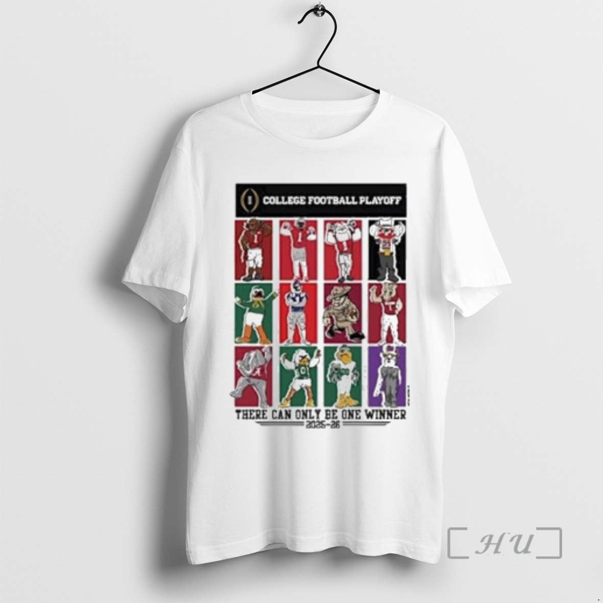 Officials College Football Playoff 12 Team Mascots There Can Only Be One Winner Circle White T-Shirts, Hoodie, Sweatshirt