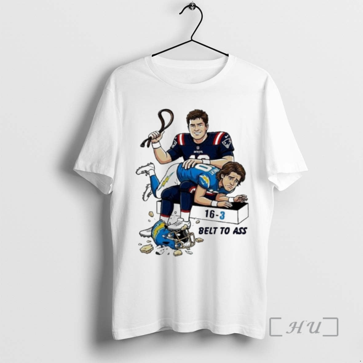 Officials Drake Maye Belt To Ass La Chargers 16 3 Score Premium T Shirts Sweater Hoodie, Sweatshirt | DripVista.com