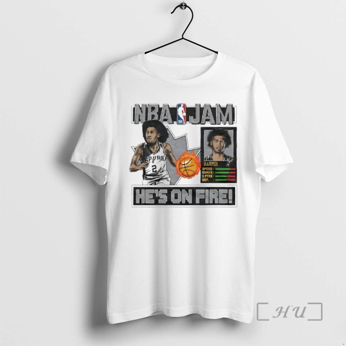 Officials Dylan Harper Nba Jam San Antonio Spurs Basketball Hes On Fire Premium T Shirts Hoodie, Sweatshirt | DripVista.com