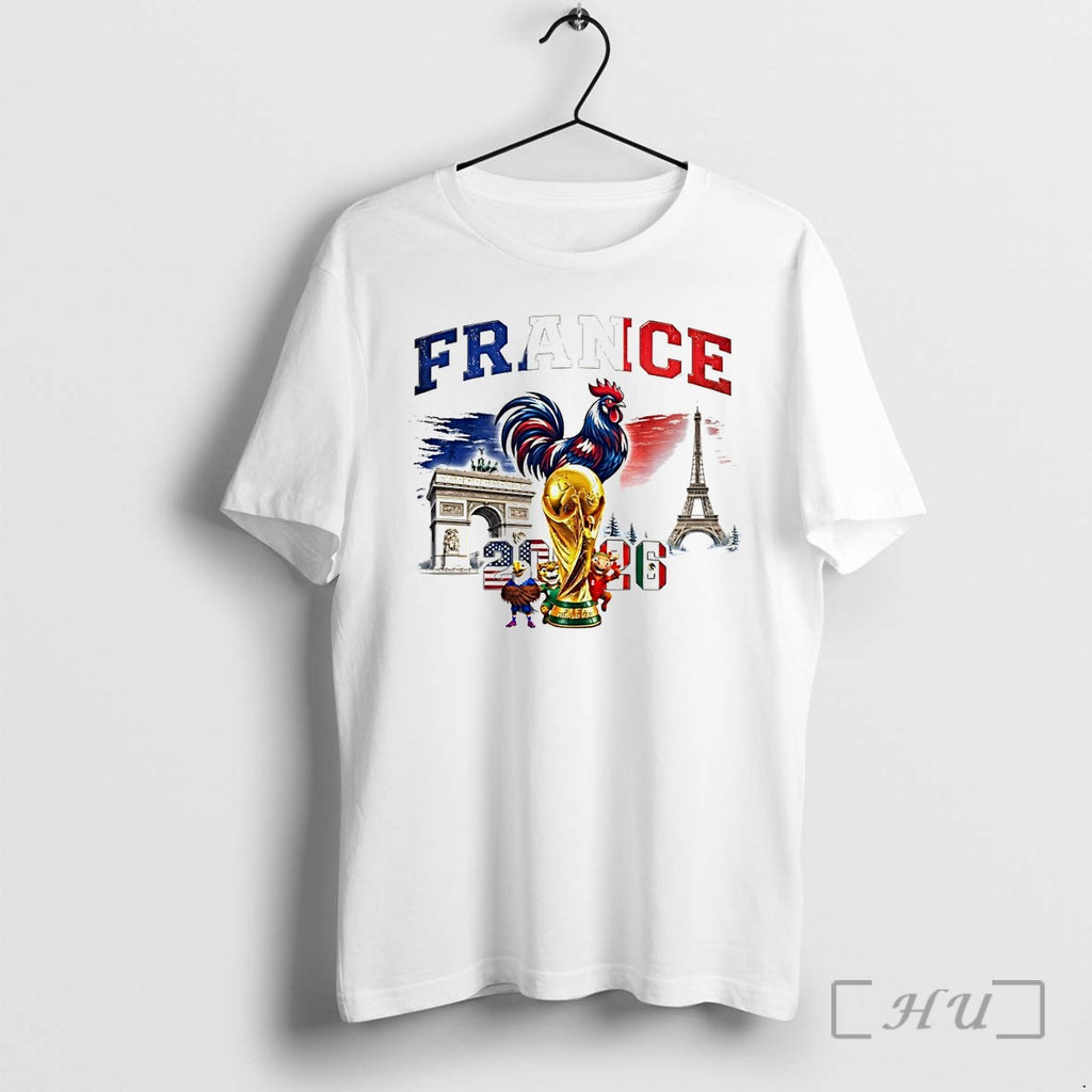 Officials France Soccer Rooster Eiffel Tower Trophy Mascot 2026 World Cup Sport Premium T Shirts
